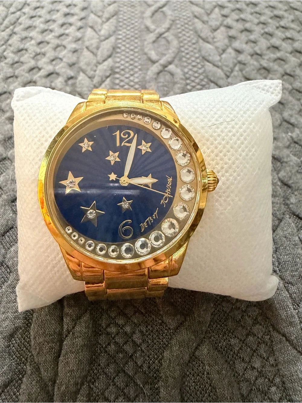 Betsey Johnson Gold-tone Watch with Blue Dial and Crystal Accents